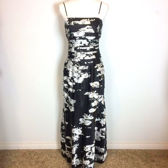 JS Collections Black and White Gown - Picture 1 of 9